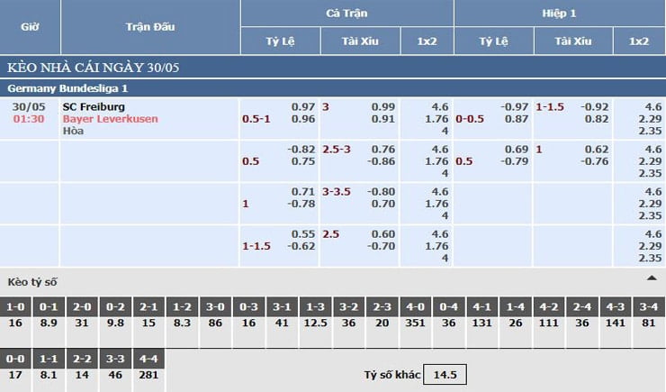 bảng tỷ lệ kèo nhà cái SC Freiburg vs Bayer Leverkusen bảng tỷ lệ kèo nhà cái SC Freiburg vs Bayer Leverkusen